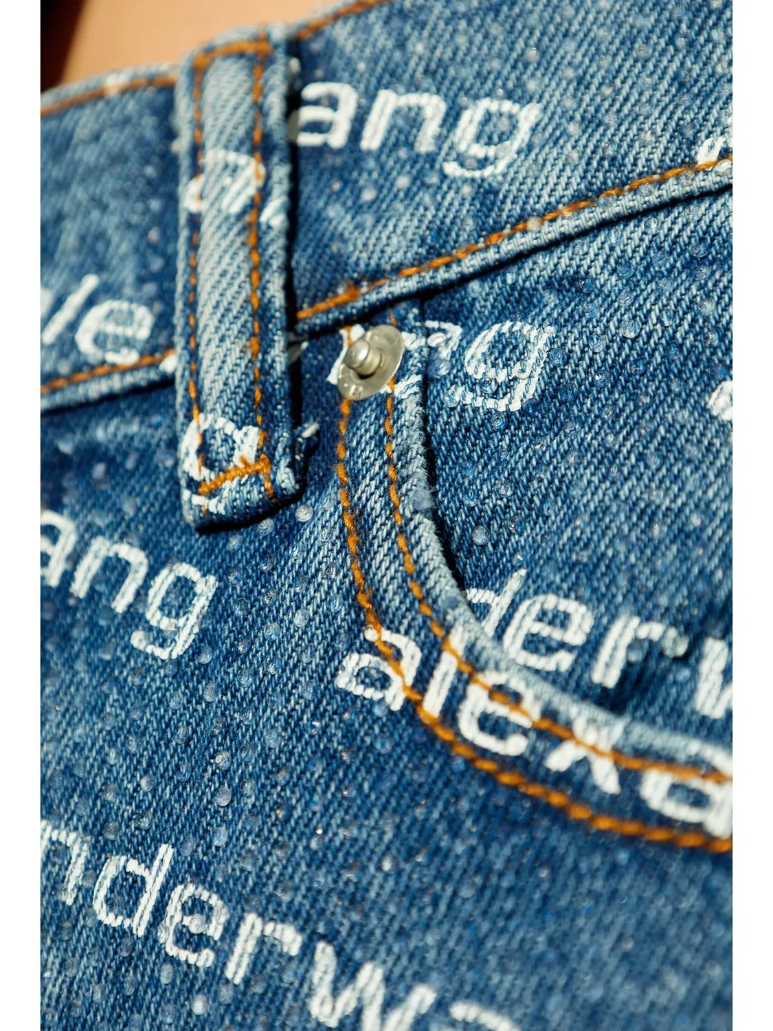 Штаны с Логотипом и Блестками Alexander Wang, синий — фото 2