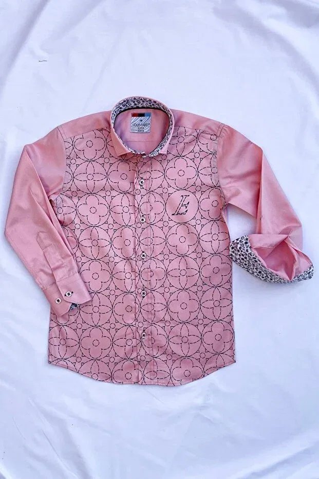 Детская рубашка для мальчиков с принтом Big Flower Print Louis Kids, Pink — фото 2