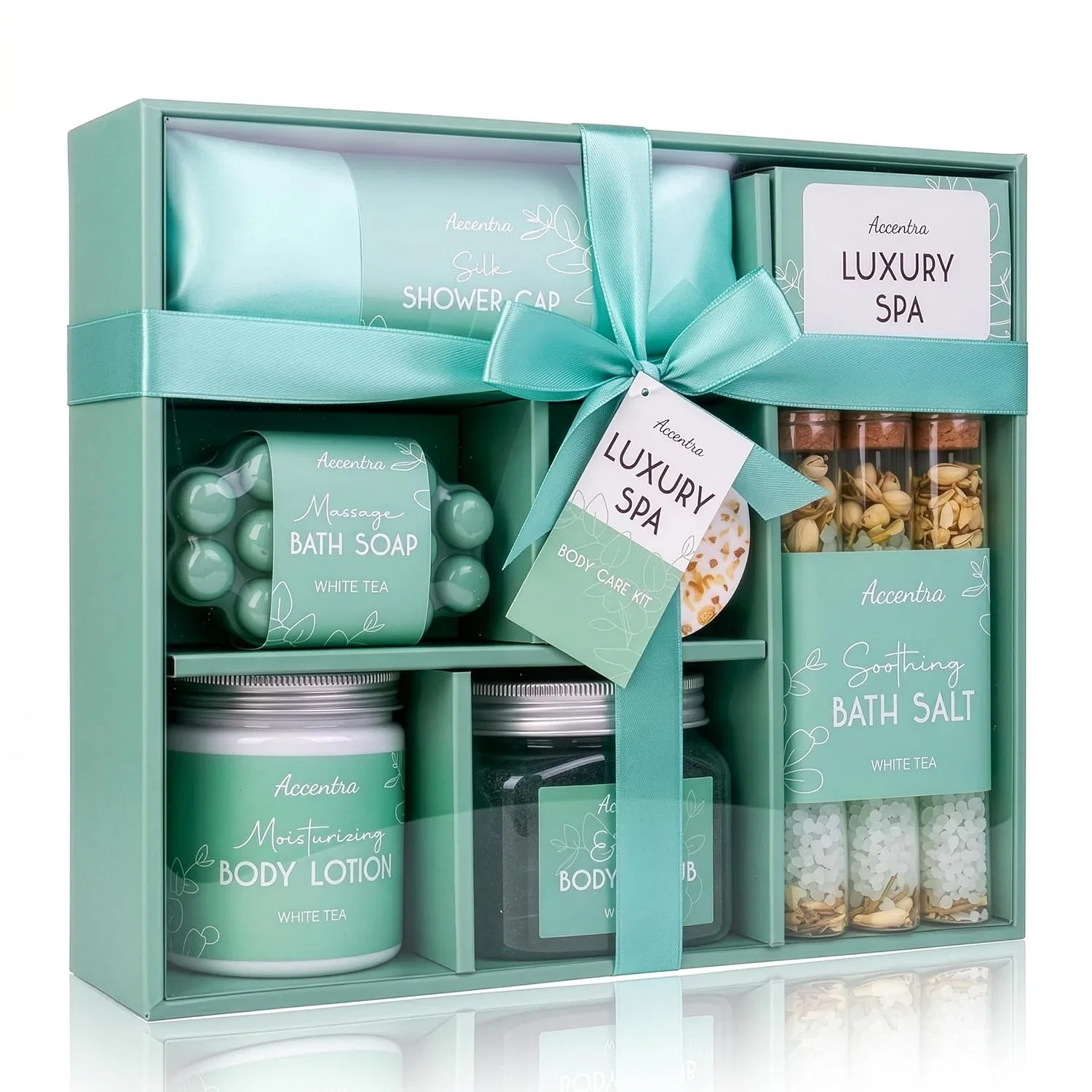 Набор для спа LUXURY SPA accentra, 6 предметов, 250 мл + 300 мл + 150 г + 120 г + 100 г + шапочка — фото 3