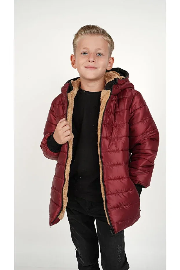 Детское пальто для девочек с капюшоном Dublino Kids, Burgundy — фото 2