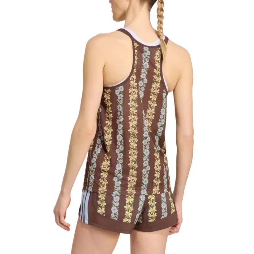 Женский топ-майка без рукавов Adidas x Farm Rio Training Tank Top Auburn Clear Sky Multicolor, коричневый — фото 3