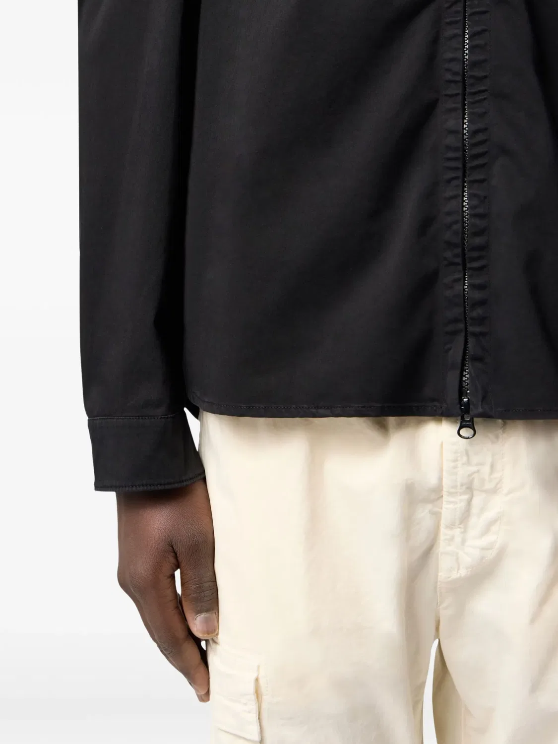 Рубашка с Застежкой на Молнии и Карманом Stone Island, черный — фото 4