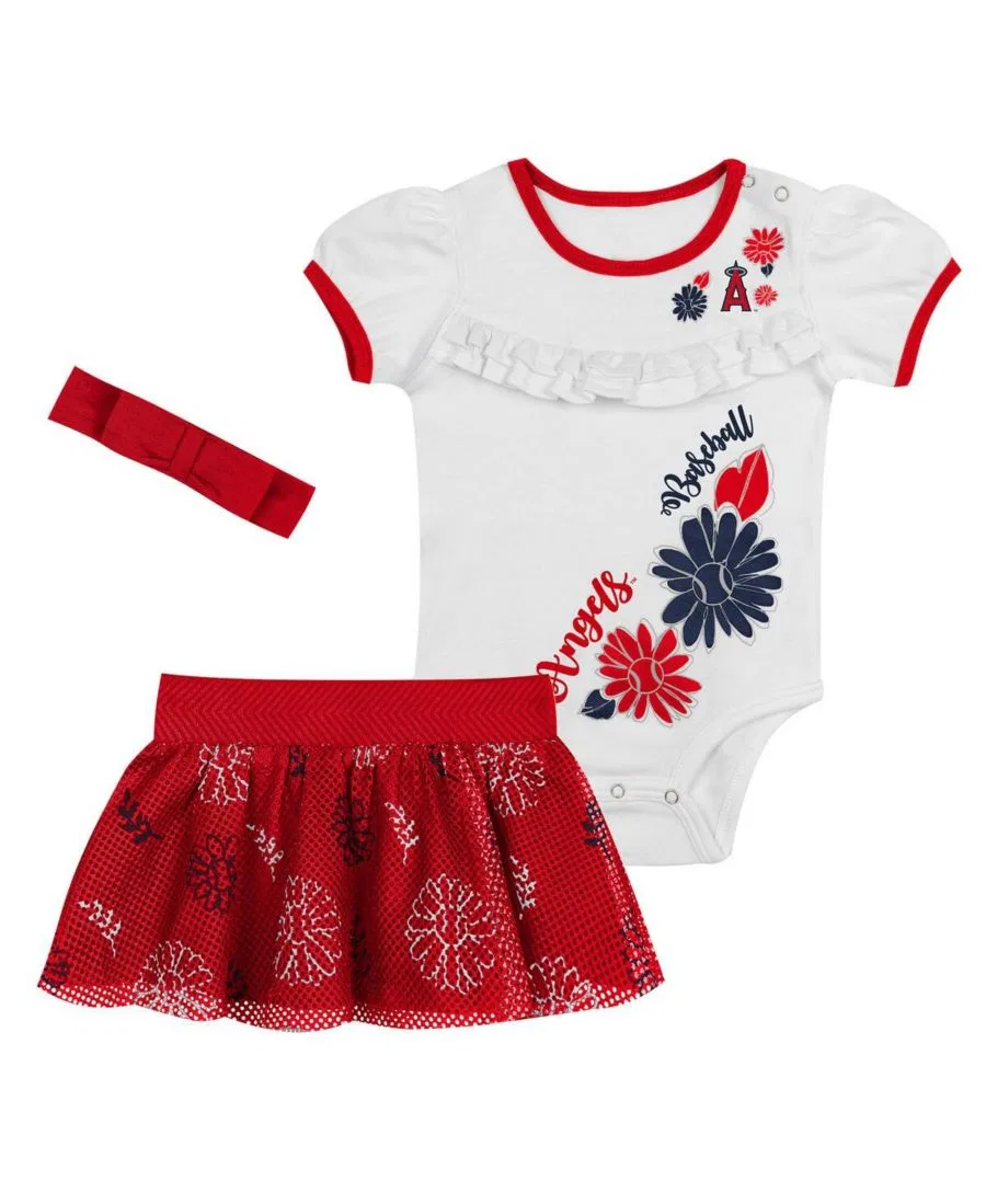 Комплект для новорожденного с боди, юбкой и повязкой Sweet Catcher Outerstuff, White Red