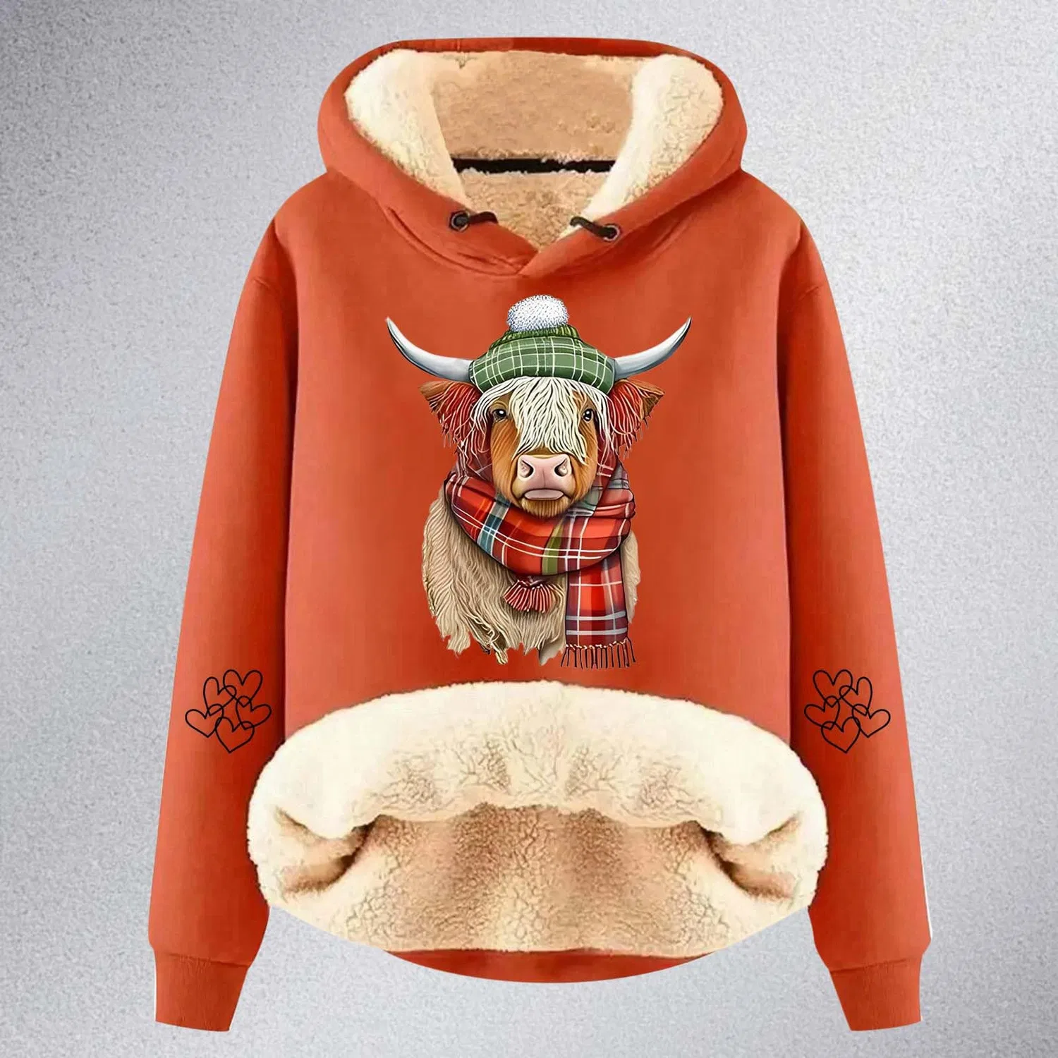 Женское зимнее пальто с капюшоном из шерсти ягненка, Arancia — фото 2