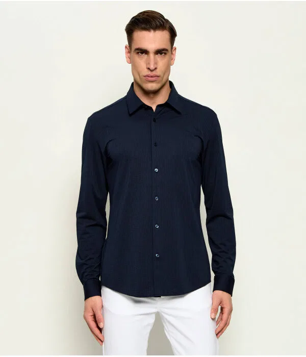 Мужская рубашка slim fit с принтом P-ROAN-K-F-261 BOSS, Blu Marino — фото 3