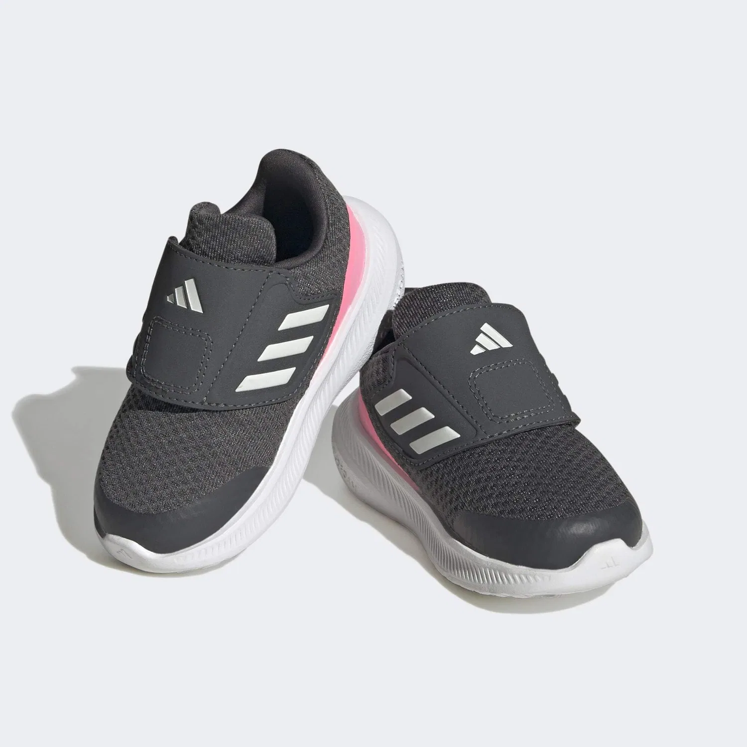 Детские кроссовки для мальчиков легкие Runfalcon 3.0 Hook-and-loop Adidas, Grey Six Crystal White Beam Pink — фото 3