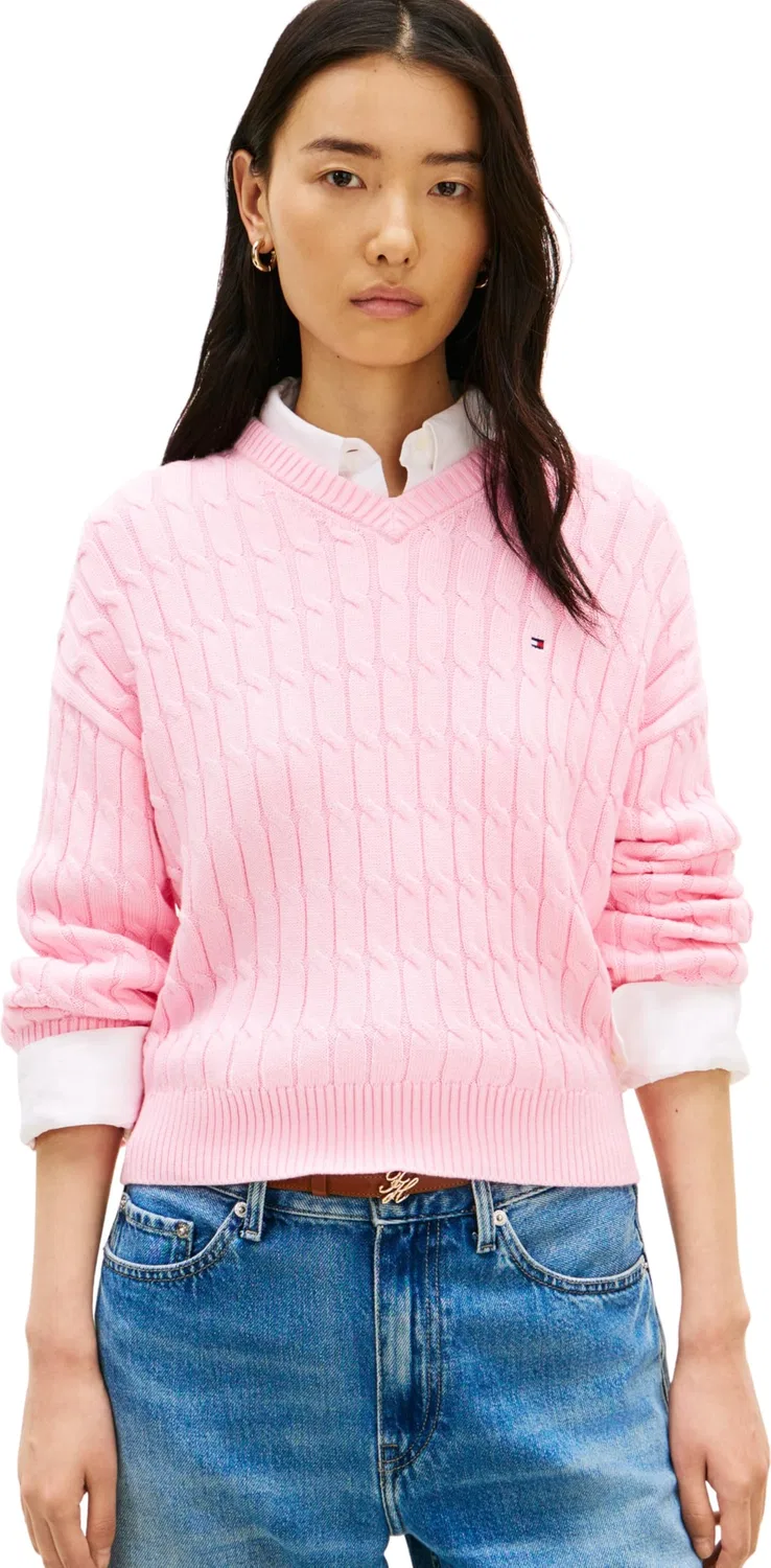 Женский пуловер с v-образным вырезом Tommy Hilfiger, Pink (Classic Pink)