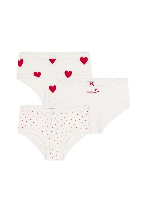 Комплект из 3 трусов хлопковый High waist culottes, Petit Bateau, marshmallow/terkuit/rouge