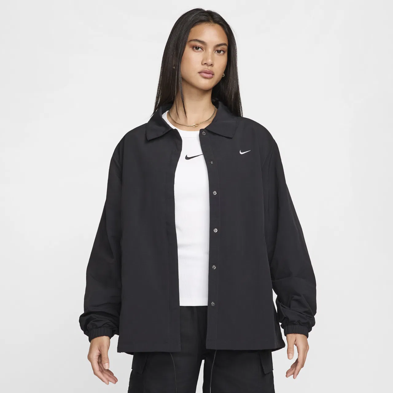 Женская куртка NSW Essentials Woven UV Coaches Nike, черный/белый