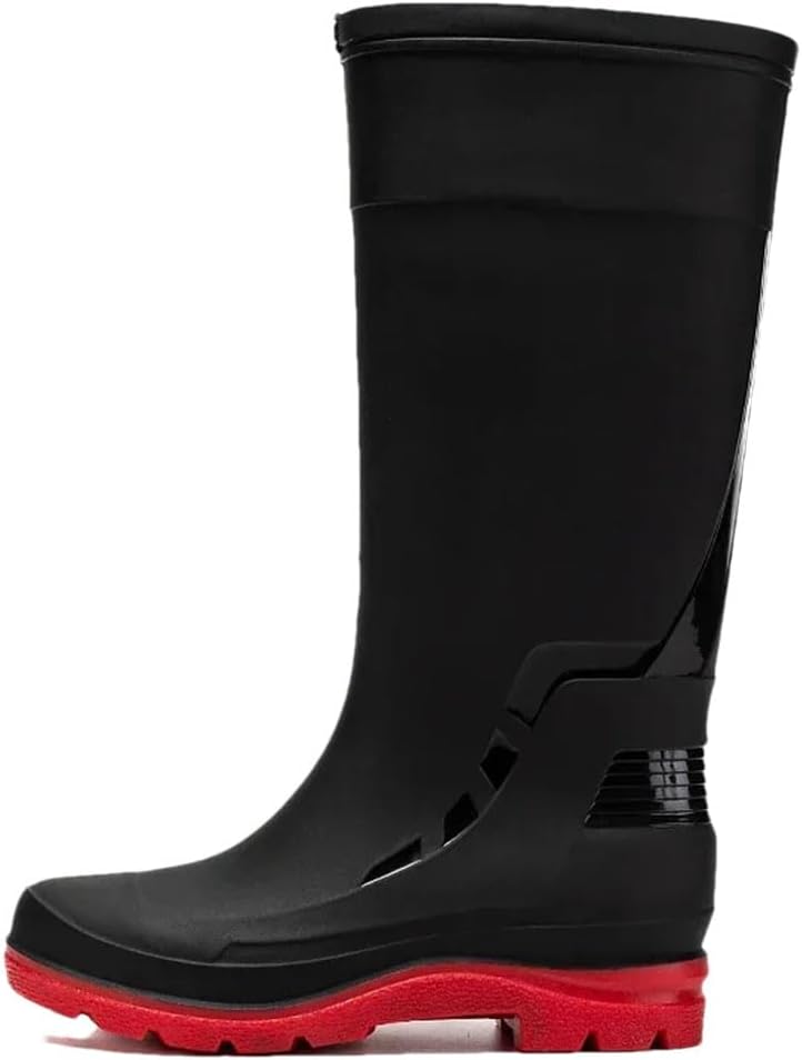 

Мужские противоскользящие резиновые сапоги Мужская водонепроницаемая обувь для рыбалки Износостойкая рабочая обувь для повара Высокие резиновые сапоги Generic, черный/красный