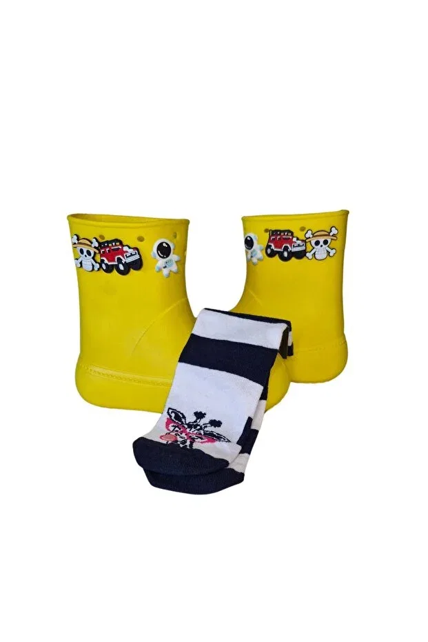 Детские резиновые сапоги для девочек с принтом Giraffe Socks Set Casabony, Yellow — фото 2