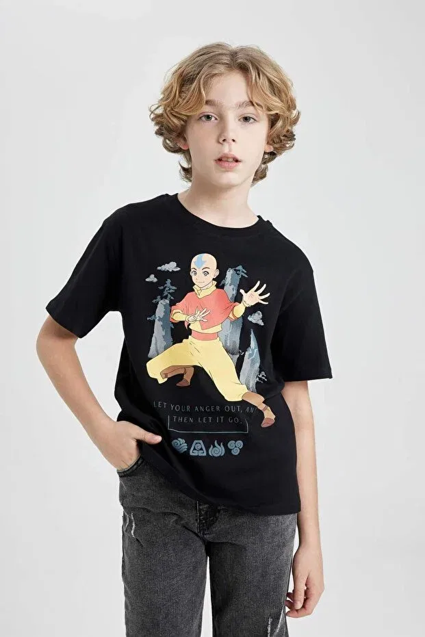 Детская футболка для мальчиков с принтом Boy'S avatar the last airbender crew neck short sleeve t-shirt c0381a824sm Defacto, Black Bk81 — фото 3