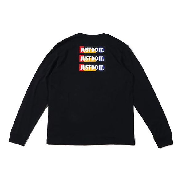 

Футболка letter print casual collar long sleeve male black Nike, черный