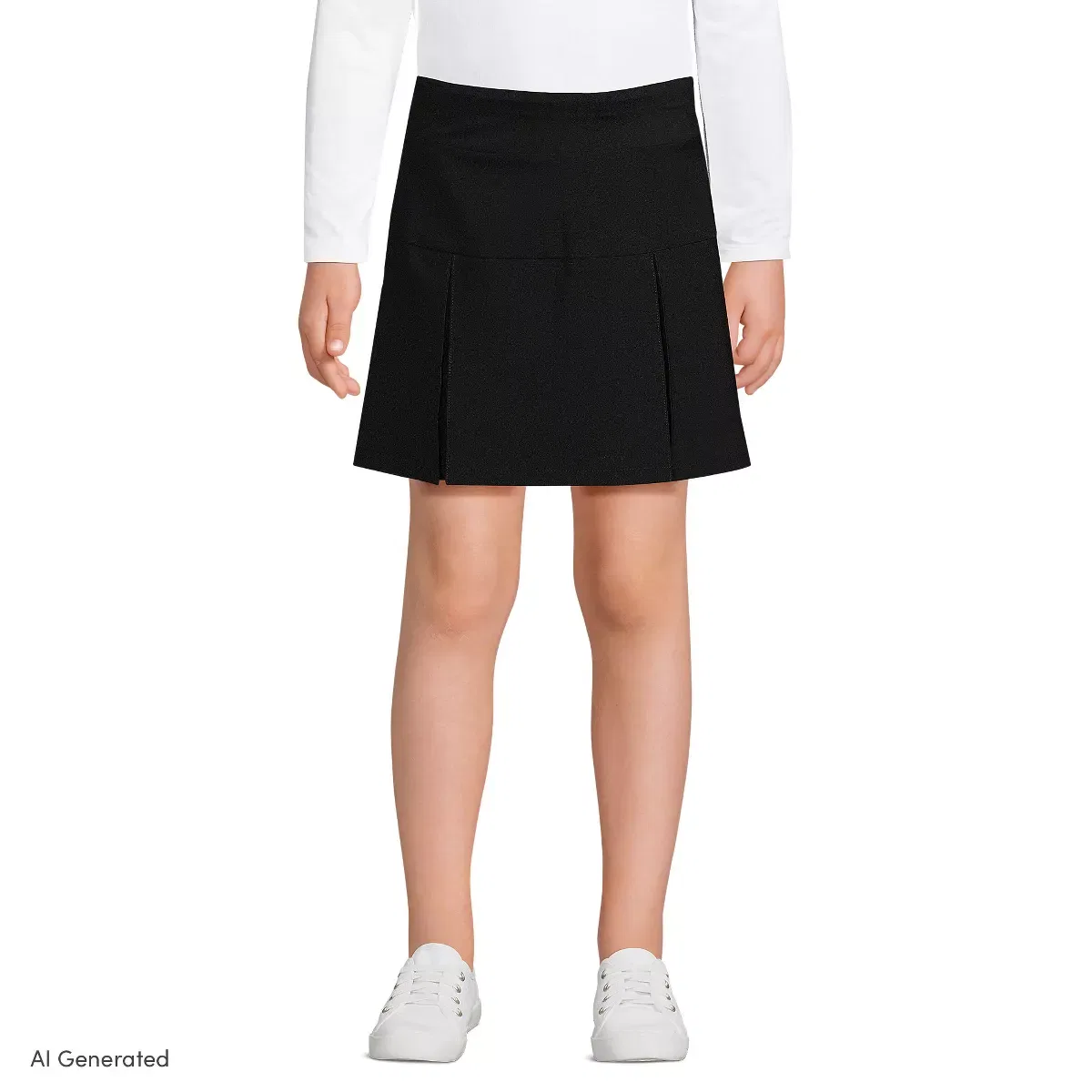 Детская юбка-шорты для девочек с плиссе из полиэстера Performance Pleated Skort Lands' End, Black