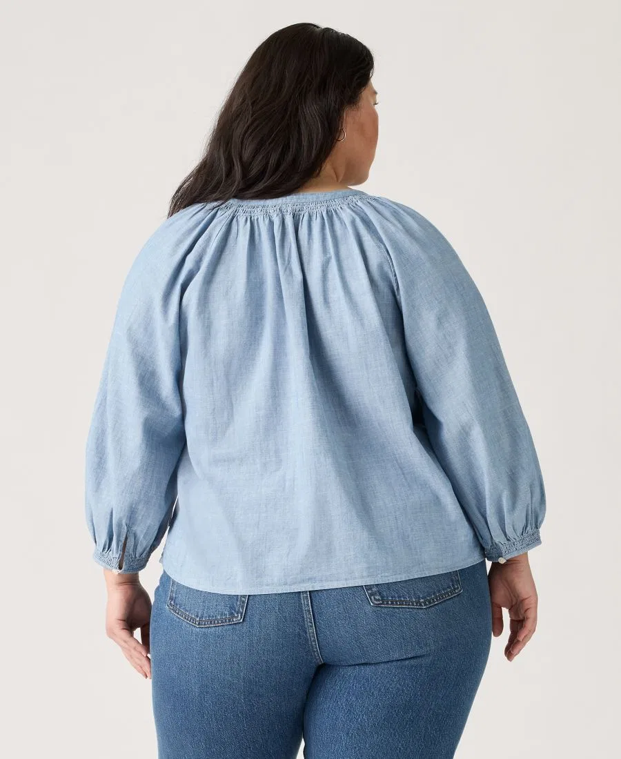Женский топ с V-образным вырезом с длиной 3/4 рукава Chambray Relaxed-Fit Reverie Cotton Levi's, Why Hello — фото 4