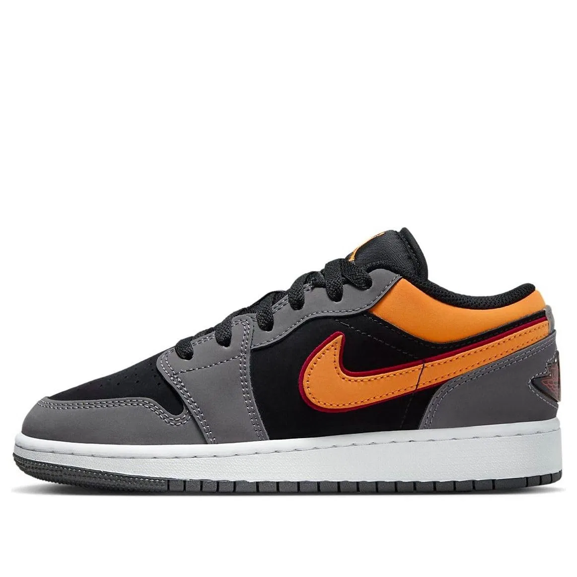 Детские кроссовки для мальчиков с принтом Air Jordan 1 Low Se (Gs) NIKE, Black Vivid Orange Graphite Lt