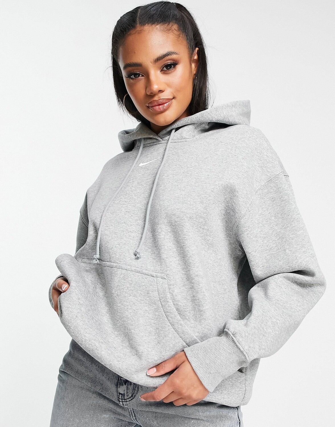 

Серый худи свободного кроя с логотипом Nike mini swoosh
