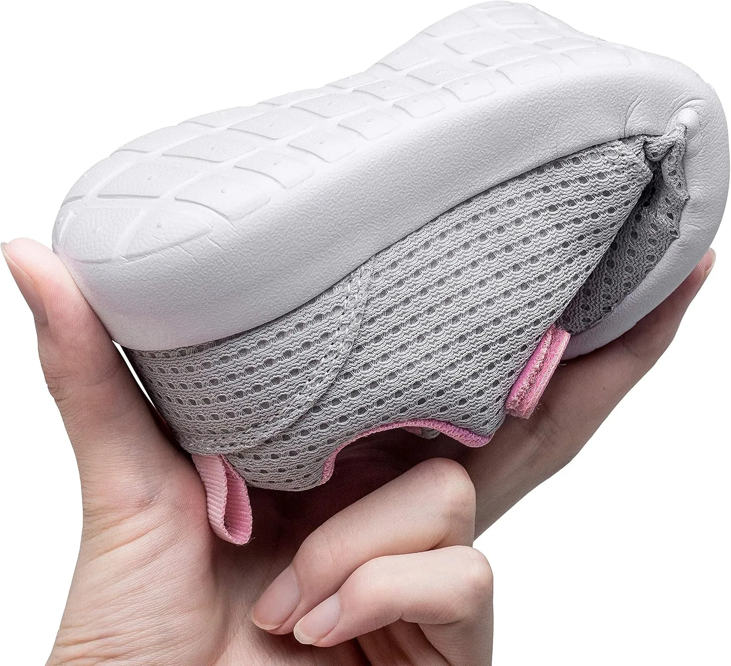Детские кроссовки для девочек с ремешками TOEDNNQI, Grey/Pink — фото 2