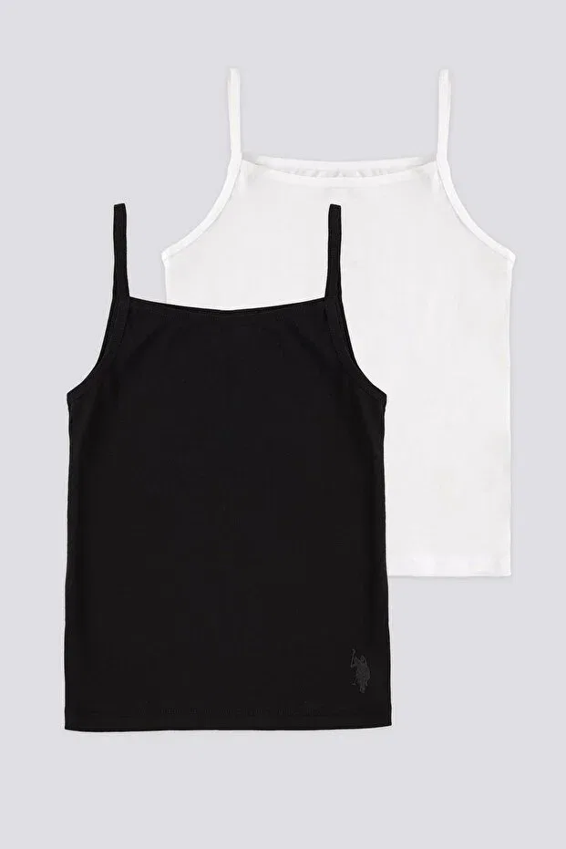 Детское для девочек топ на бретелях 2-Pack U.S. Polo Assn., White