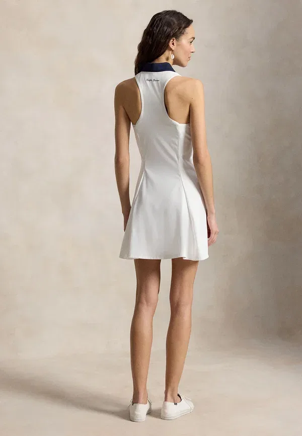 Платье джерси Wimbledon logo performance dress, Polo Ralph Lauren, Ceramic White, Refined Navy, белый/темно-синий — фото 3