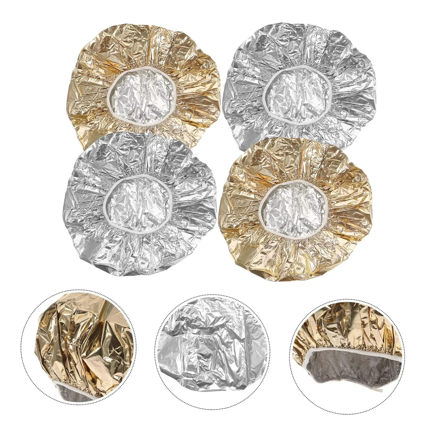 Набор шапочек для душа из алюминиевой фольги, 20 шт, MAGICLULU, 30x30 см, Gold Silver — фото 2
