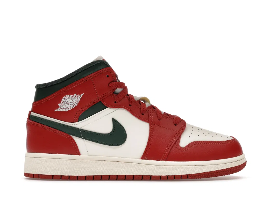 Детские кроссовки Lifestyle Jordan 1 Mid Jordan, Color: Sail Pure Platinum Redstone Midnight Green