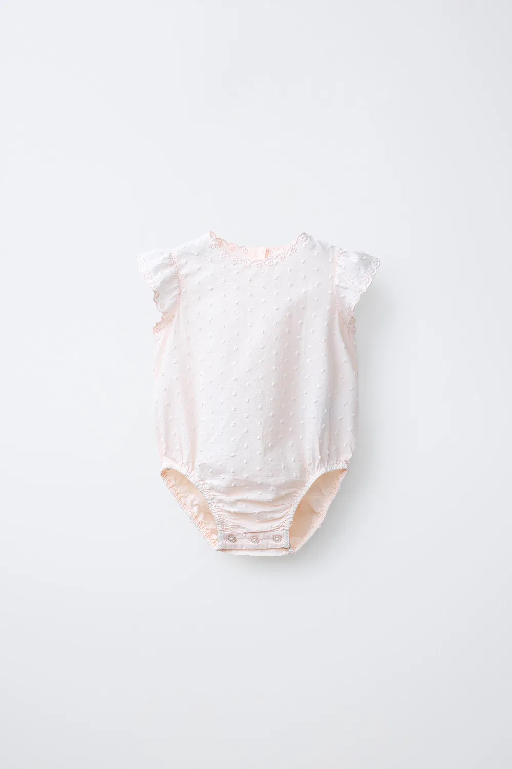 Комбинезон из сетчатой ткани в горошек с вышивкой ZARA, Pale Pink