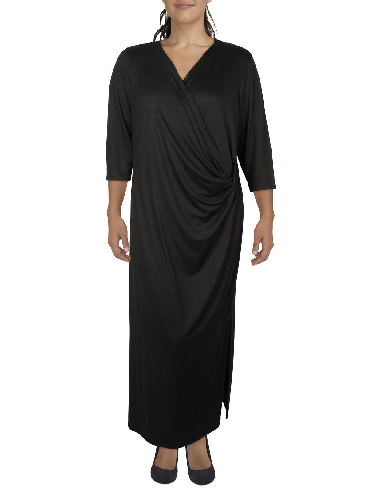 

Длинное макси-платье с запахом Plus Womens 24seven Comfort Apparel, черный