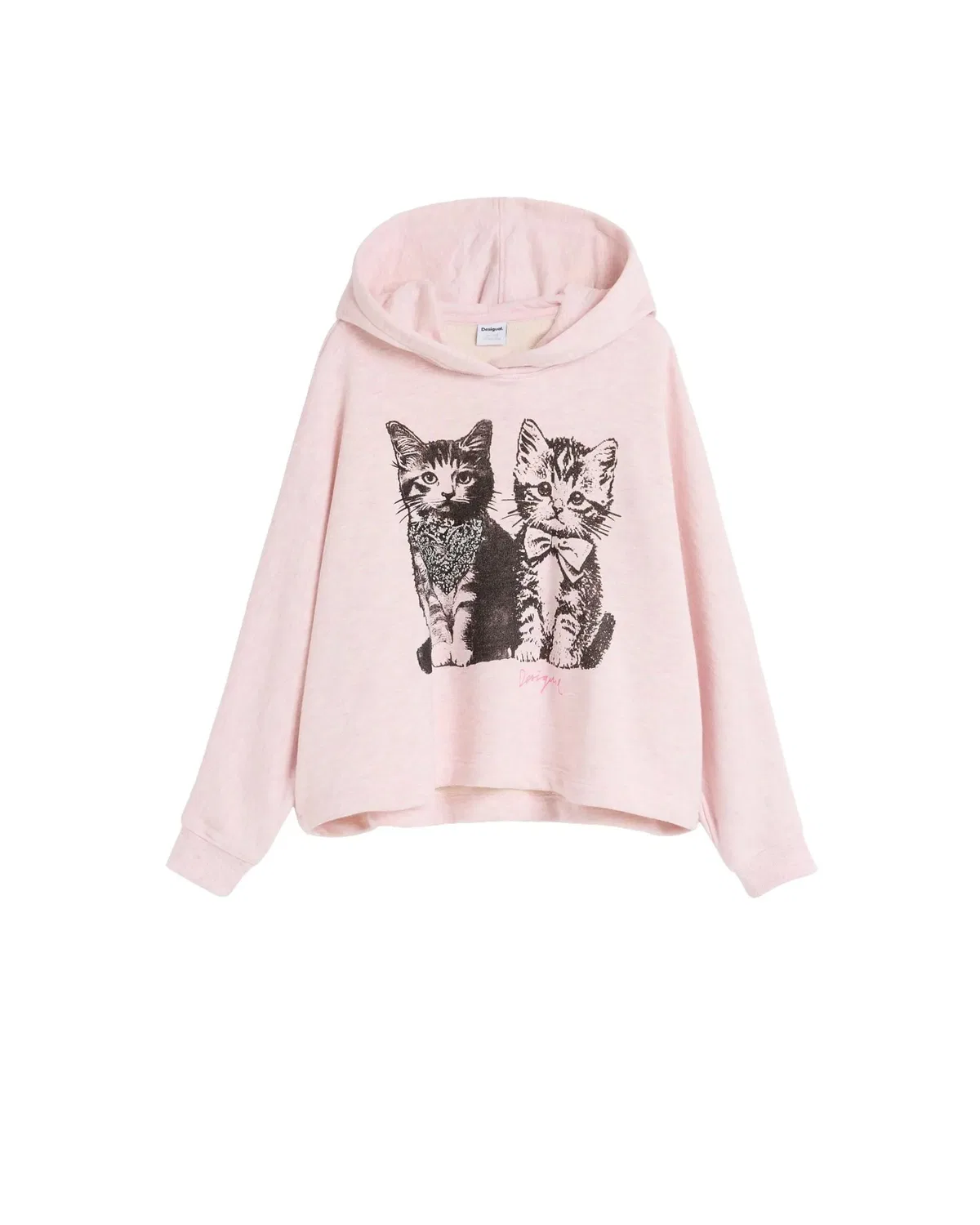Детская худи для девочек с принтом Gatos Desigual, Rosa