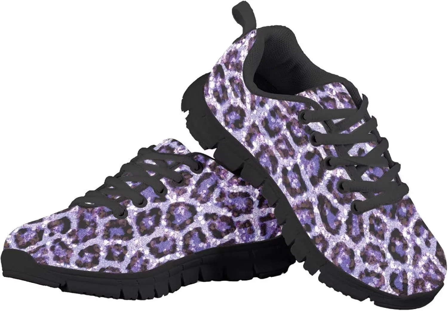 Детские кроссовки для девочек с противоскользящей подошвой Doojoayie, Purple Leopard — фото 4