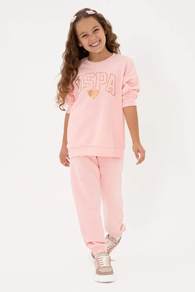 Детский спортивный костюм для девочек хлопковый U.S. Polo Assn., Light Pink