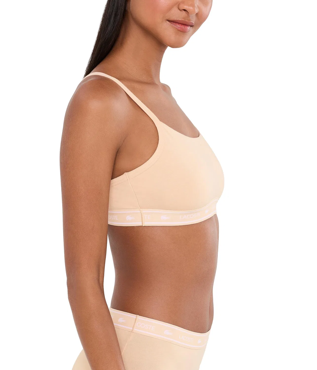 Бралетт с логотипом на резинке из хлопка со стрейчем Stretch Cotton Logo Band Bralette Lacoste, Biscuit — фото 3