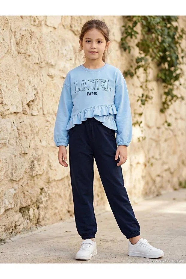 Детский комплект спортивного костюма для девочек с принтом Laciel Civil Girls, Blue