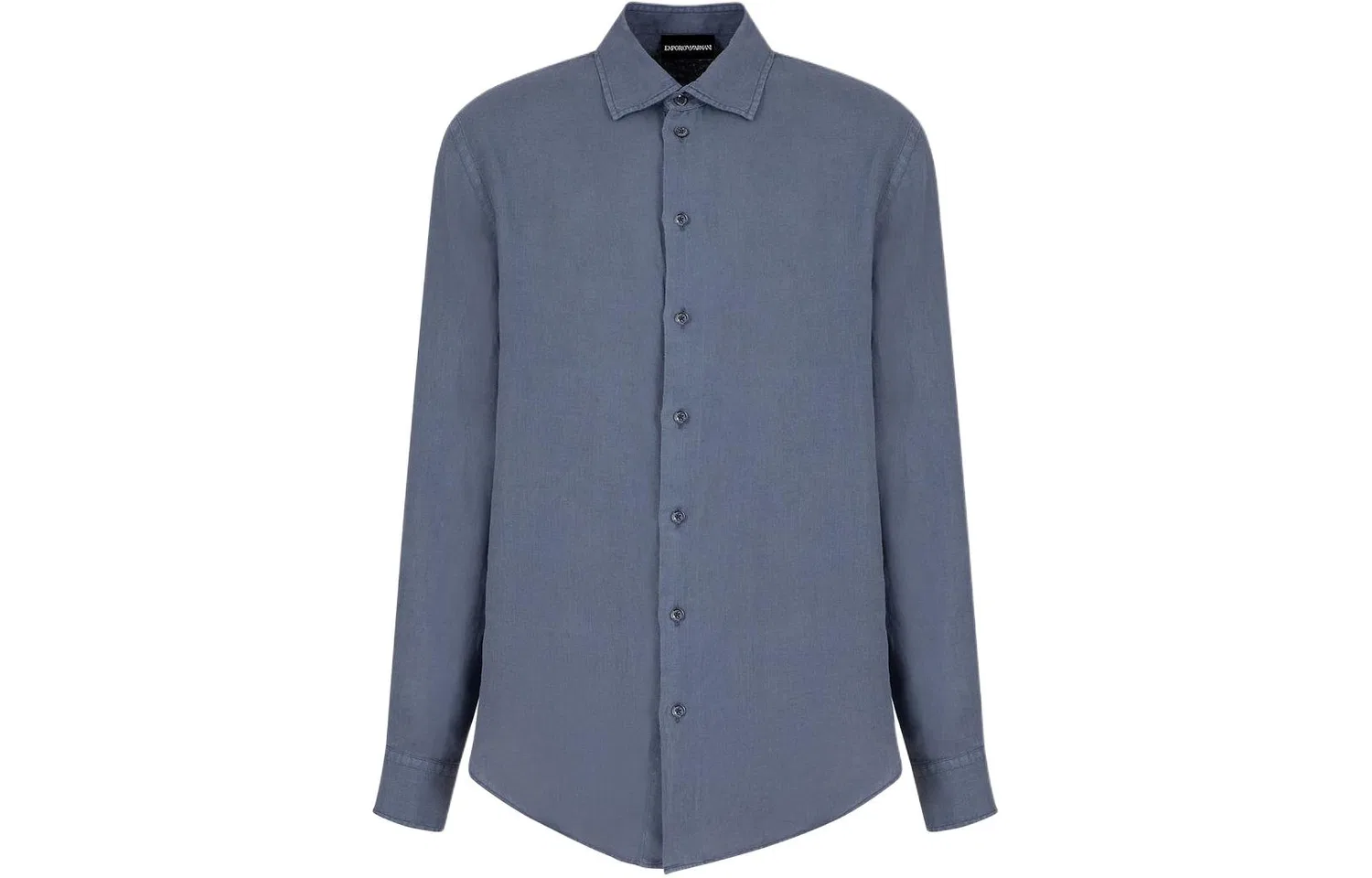 Мужская рубашка с французским воротником Garment Dyed Linen Shirt EMPORIO ARMANI, Blue