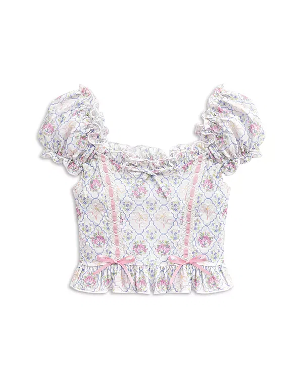Детский топ для девочек с цветочным принтом Michelle Top KatieJ NYC, Floral Bouquet