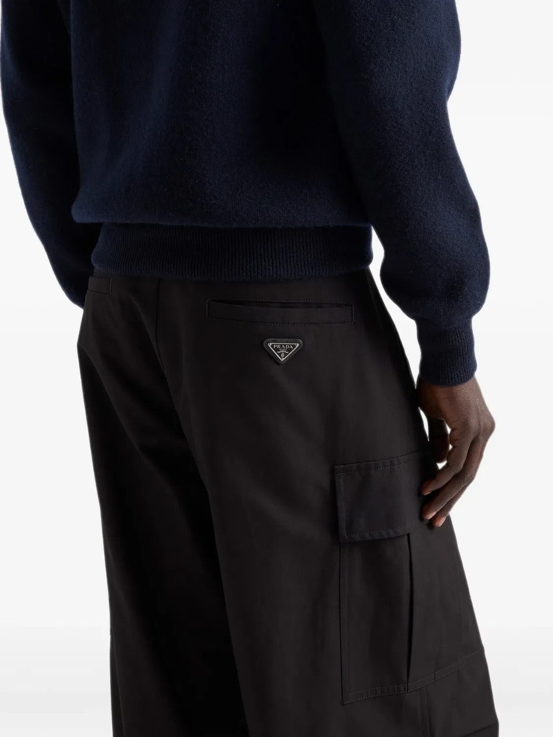 Брюки широкие хлопковые Prada, черный — фото 3