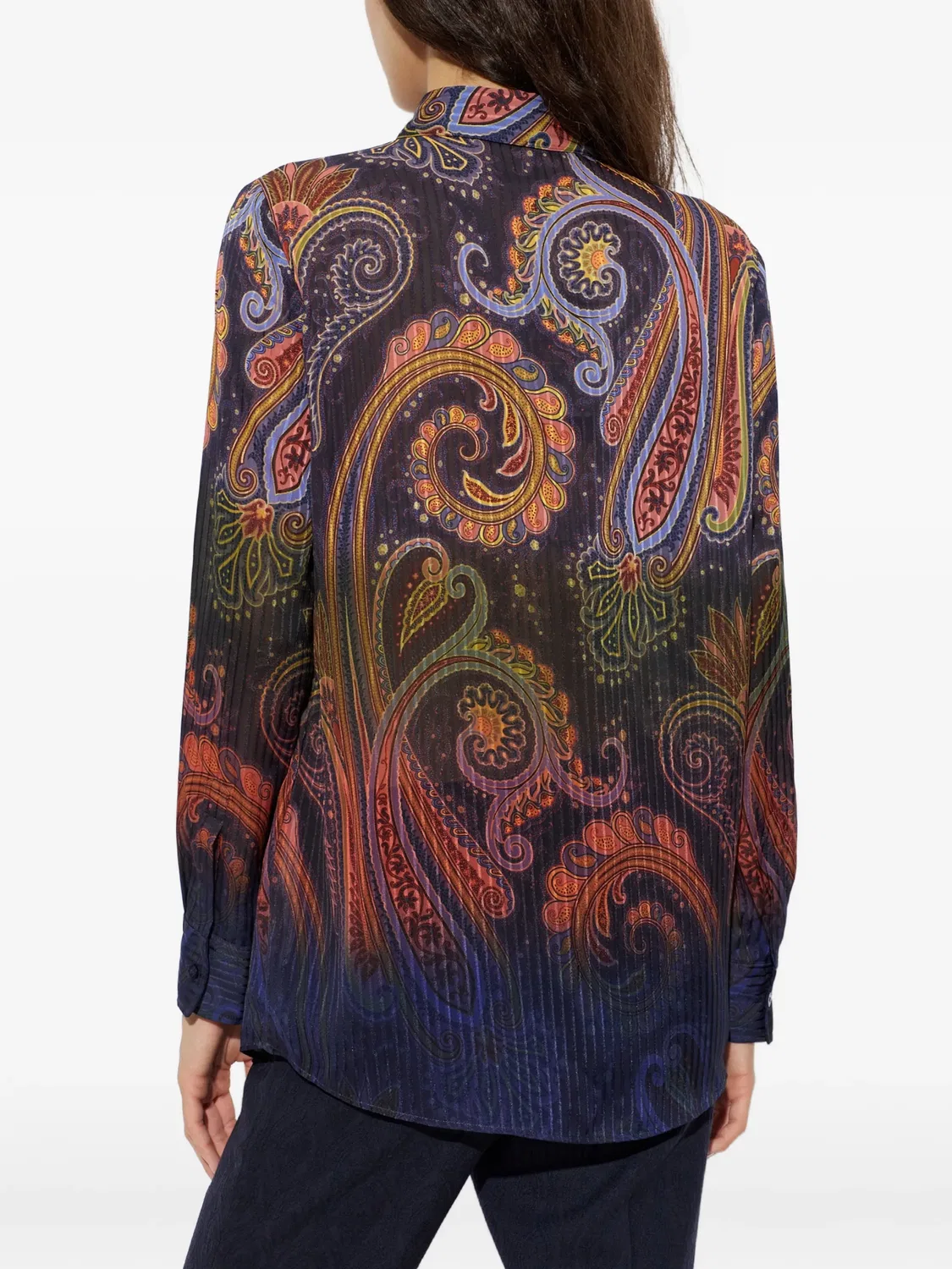 Рубашка плиссе с пейсли, синяя ETRO, синий — фото 2