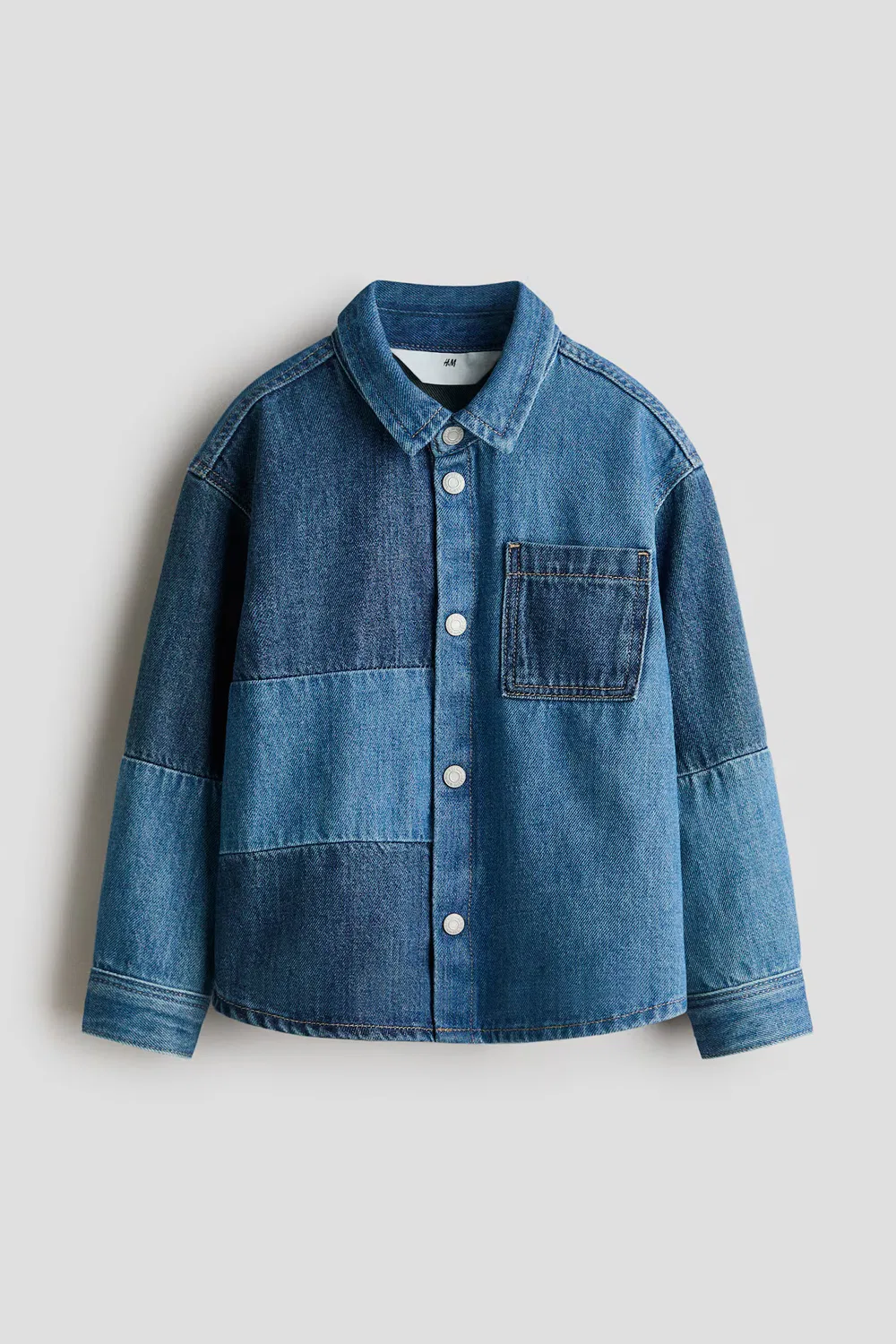 Джинсовая рубашка с цветовыми блоками H&M, Denimblau