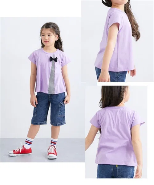 Детская футболка с длинным рукавомс принтом QUNTSTYLE, Lavender — фото 3