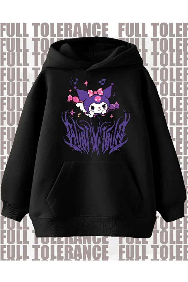 Детское худи для девочек с принтом Y2K Kuromi Printed Sweatshirt Full Tolerance, Flying Black — фото 2