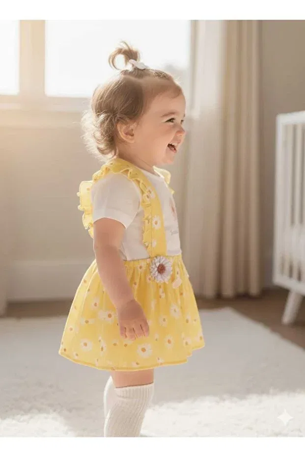 Детский комплект для новорожденных с цветочным принтом Yellow Daisy Floral Print Moda, Yellow — фото 3