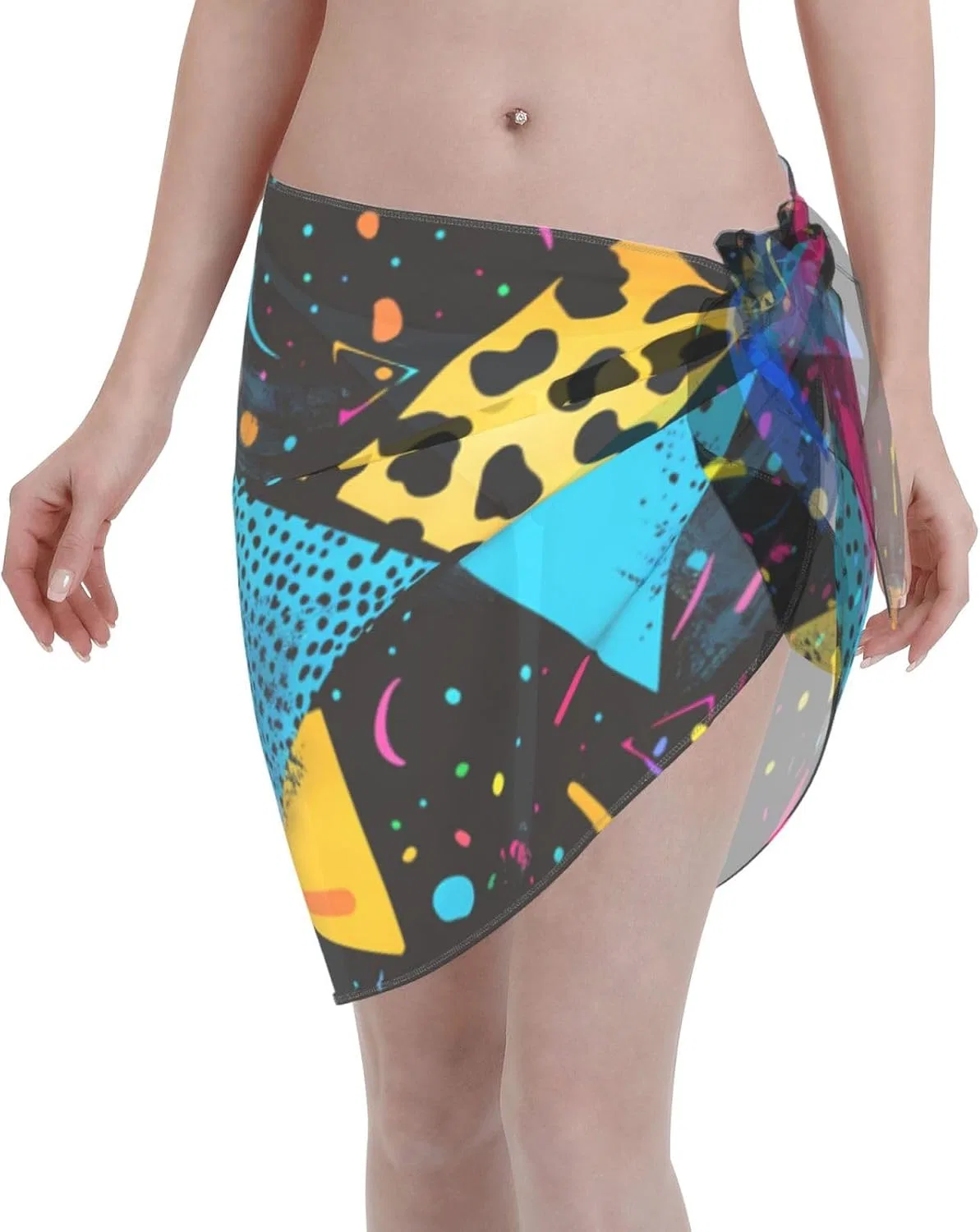 Женская пляжная накидка с принтом Sarong, Black/Yellow