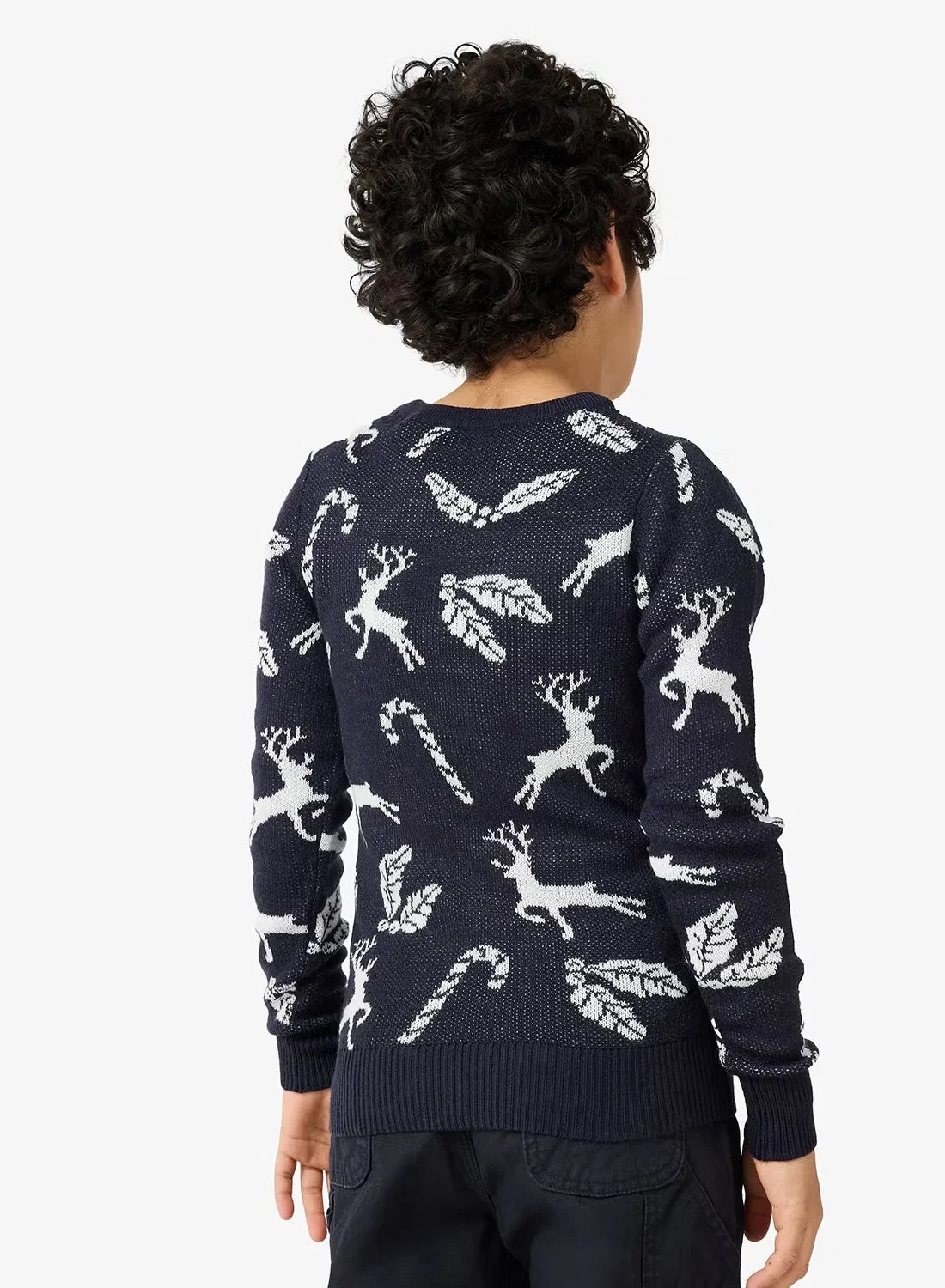 Пуловер трикотажный с длинным рукавом JJXMAS Jack & Jones Junior, небесно-голубой — фото 2