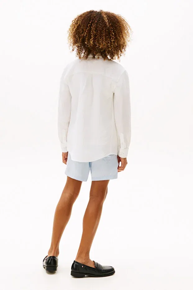 Детская рубашка для мальчиков льняная с длинным рукавом Tommy Hilfiger, White — фото 4