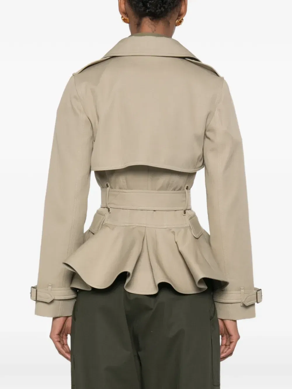 Куртка с баской и поясом Burberry, бежевый — фото 4