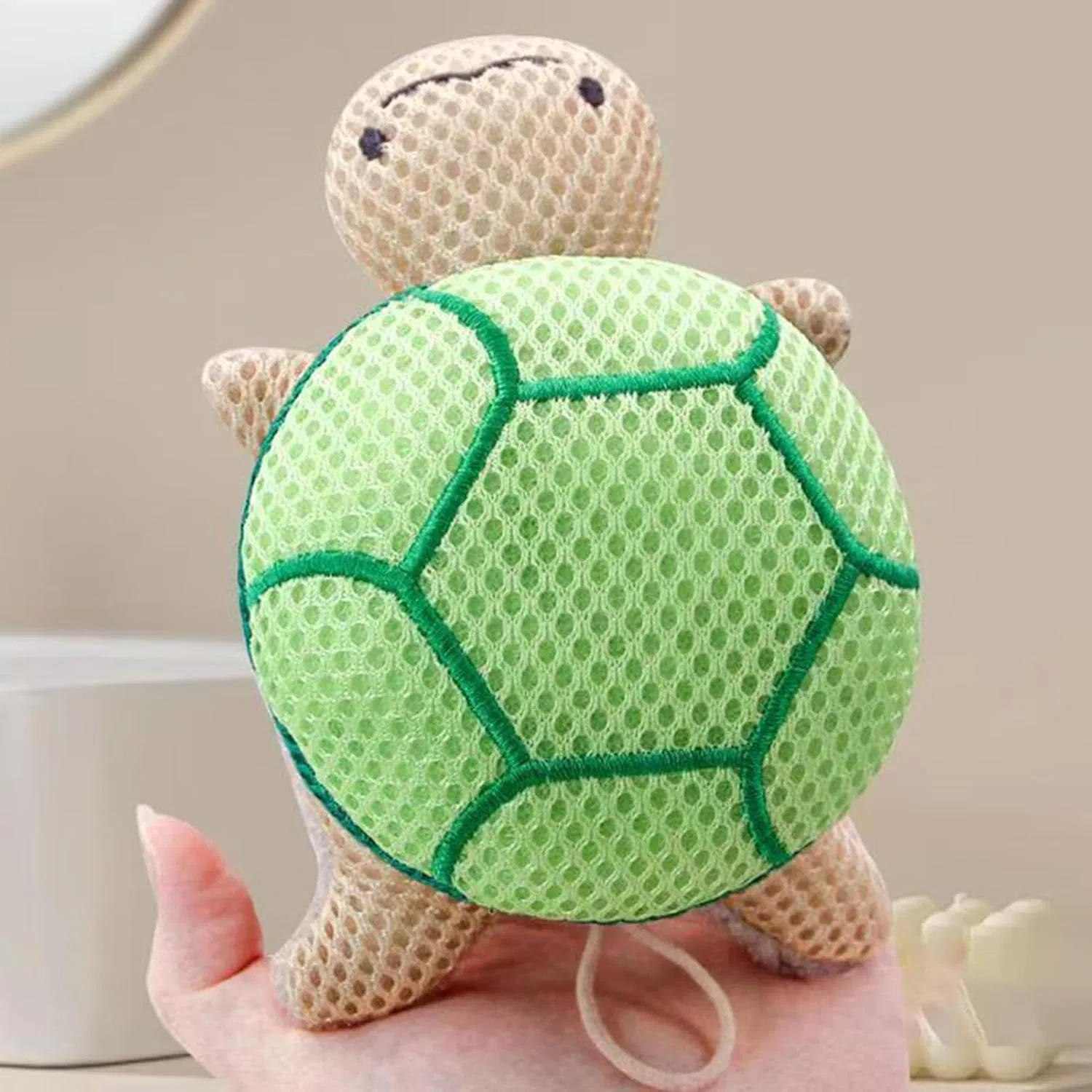 Мочалка для душа Turtle, из нейлона/полиэстера/PP хлопка, 1 шт, Зеленый Generic — фото 3