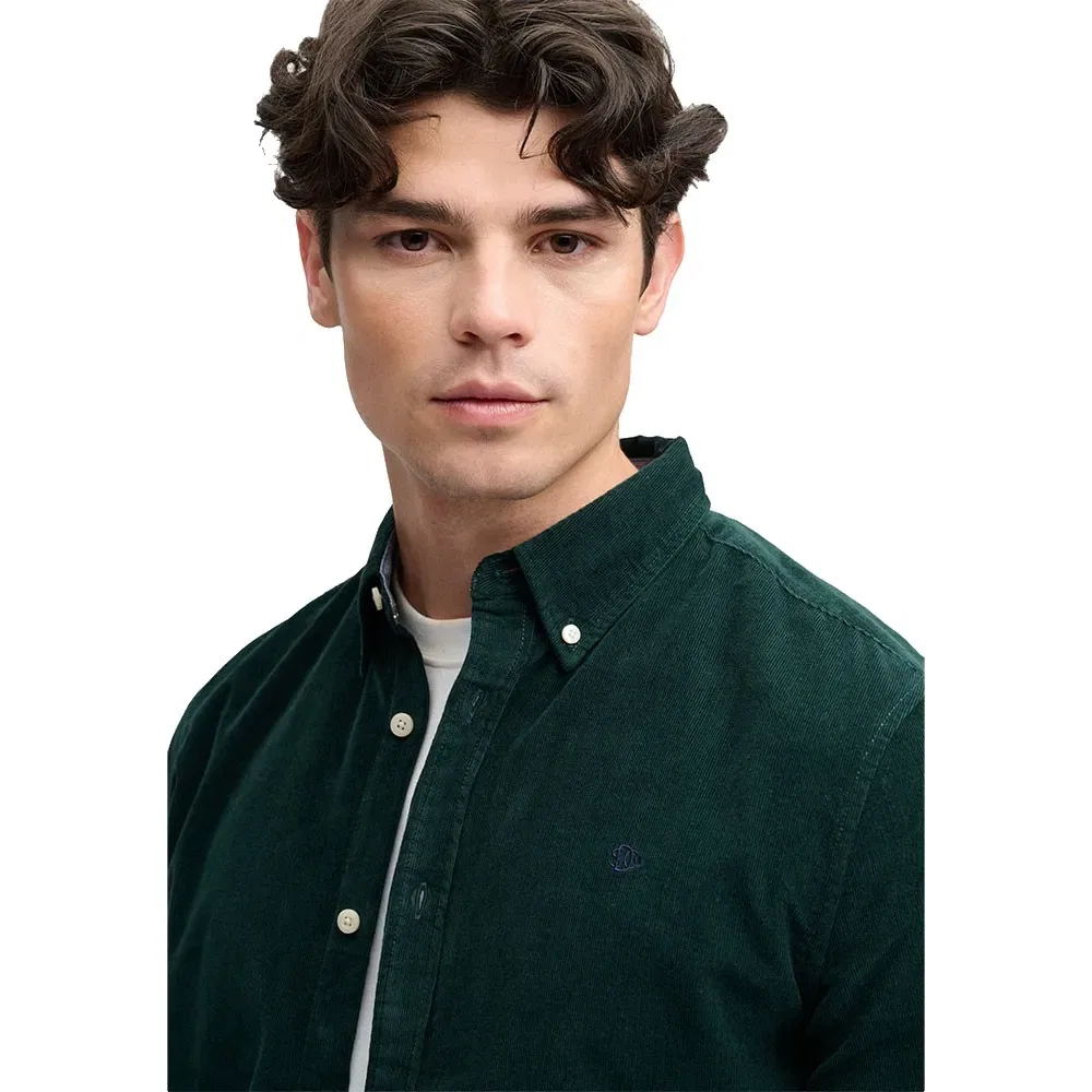 Мужской лонгслив из вельвета Superdry Classic Needle Cord, Green — фото 4