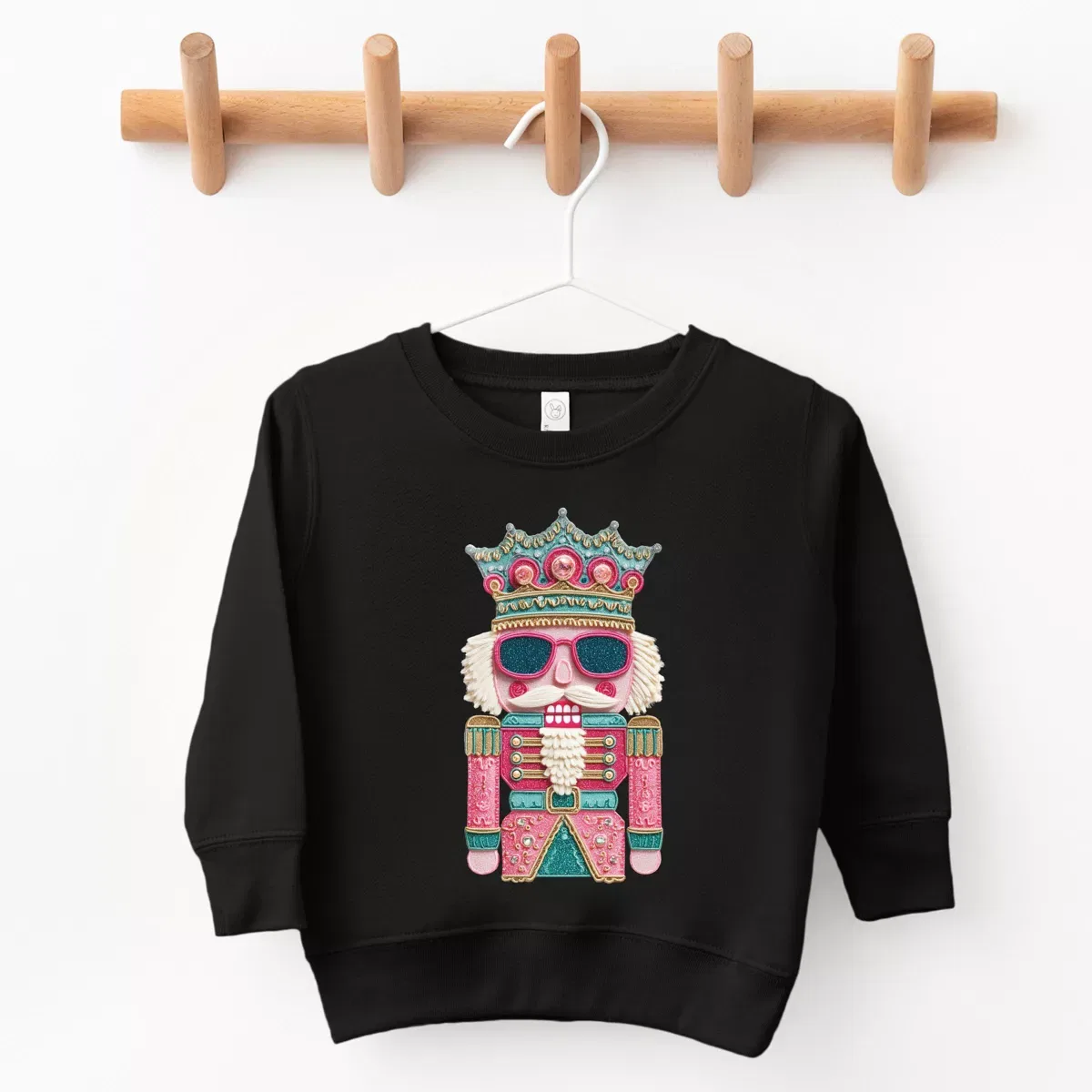 Детский свитшот для девочек с принтом Nutcracker Patchwork Print The Juniper Shop, Pink — фото 2