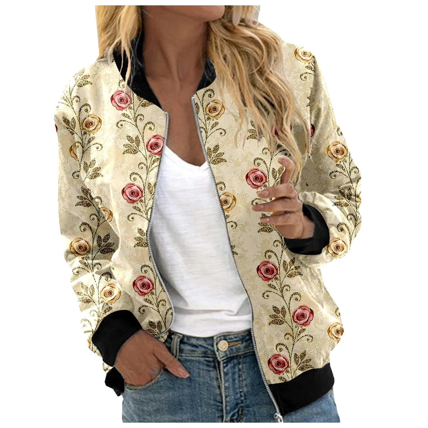 Женская куртка-бомбер с вышивкой, модель College Blouson, Giallo