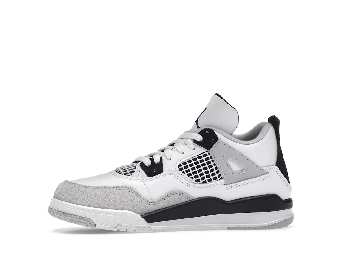 Детские кроссовки Lifestyle с сетчатыми вставками Jordan 4 Retro, White/Black-Neutral Grey — фото 3